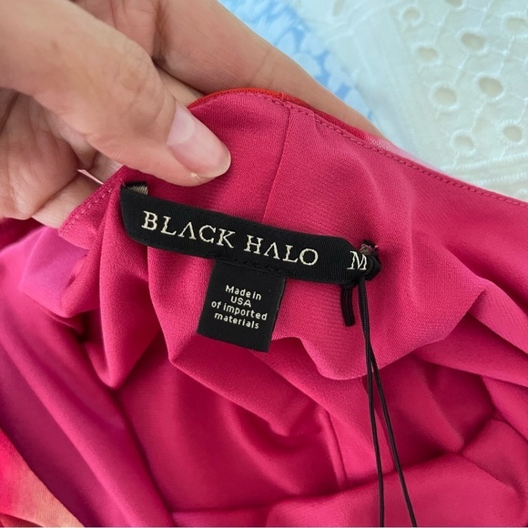 NEW Black Halo Udele Sheath Dress Printed Mesh Stretch Pink Medium NWT - Picture 5 of 9